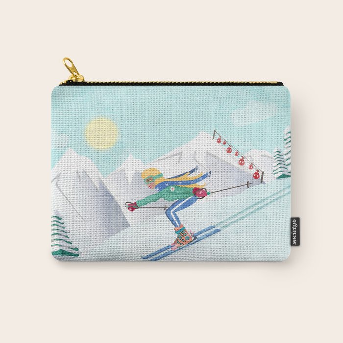 Skiing Girl Carry All Pouch Gallery Image 1