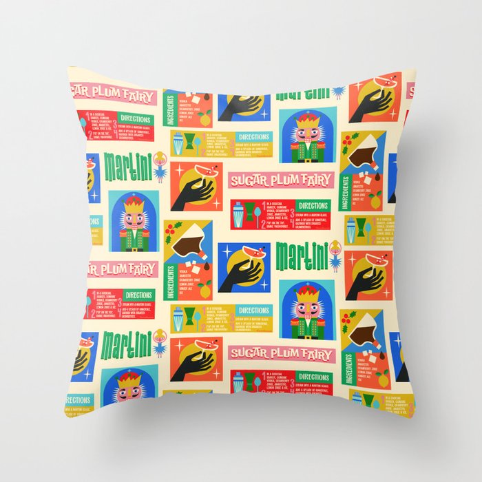 Sugar Plum Fairy Martini Holiday Cocktail Recipe Throw Pillow Gallery Image 1