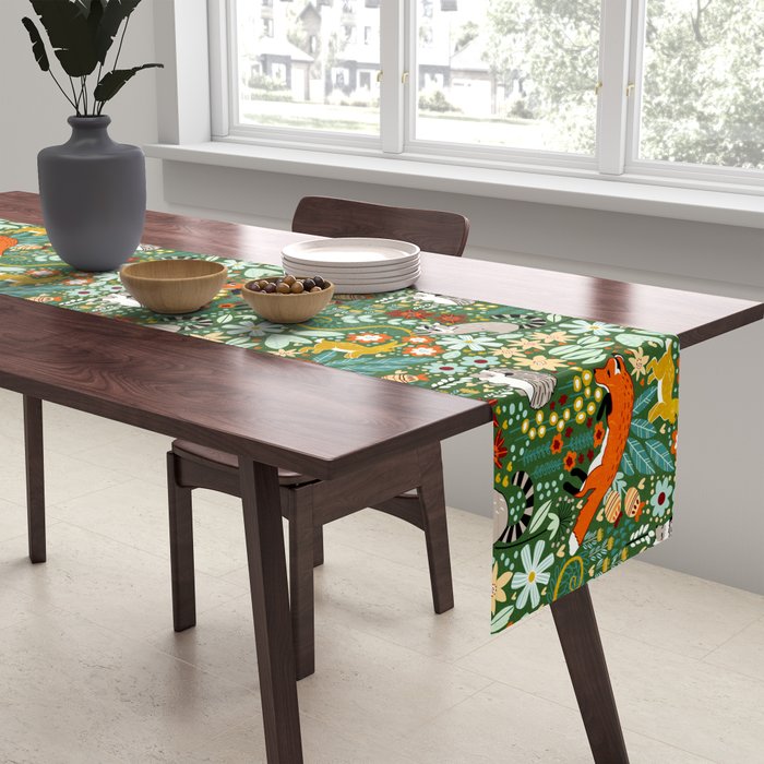Textured Woodland Pattern - Forest Green Table Runner Gallery Image 2