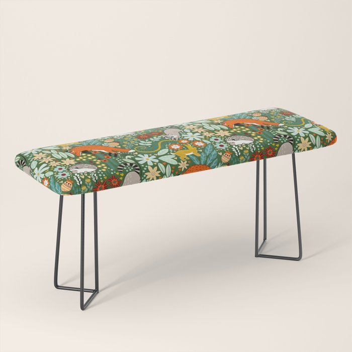 Textured Woodland Pattern - Forest Green Bench Gallery Image 1