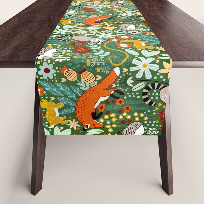 Textured Woodland Pattern - Forest Green Table Runner Gallery Image 1
