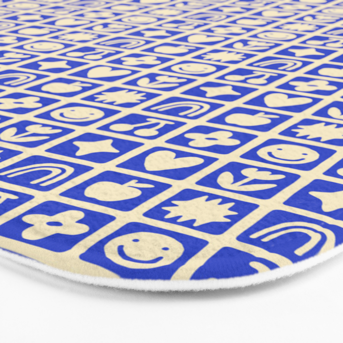 Blue children shape mosaic art pattern Bath Mat Gallery Image 3