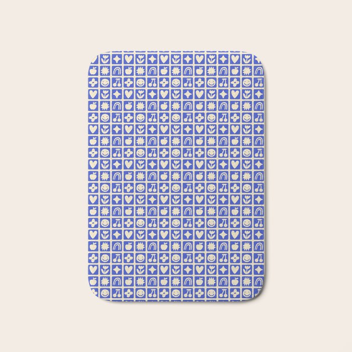 Blue children shape mosaic art pattern Bath Mat Gallery Image 1