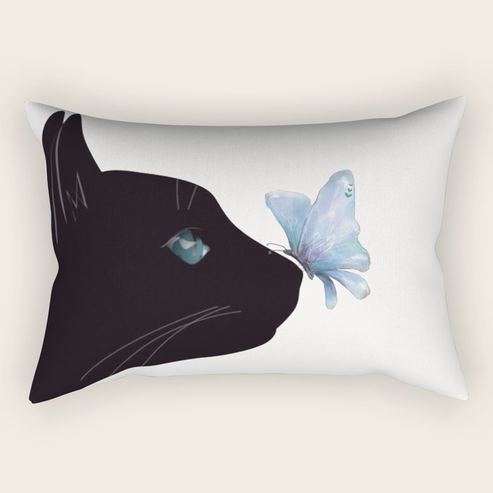 Cat and Butterfly Rectangular Pillow Gallery Image 1