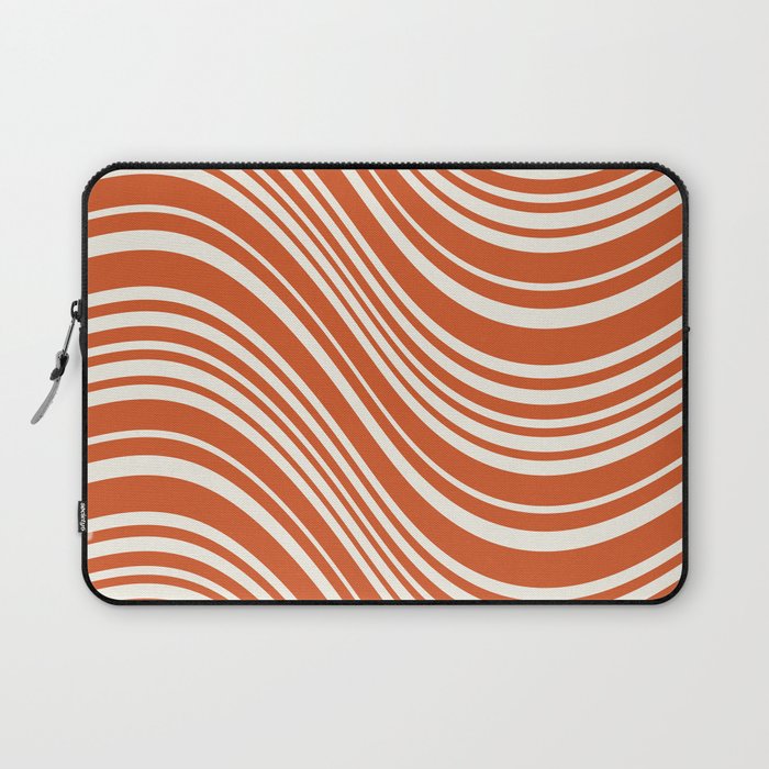 Wavy Stripes XLVIII - Bright Retro Red Laptop Sleeve Gallery Image 1