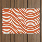 Wavy Stripes XLVIII - Bright Retro Red Outdoor Rug Gallery Image 1
