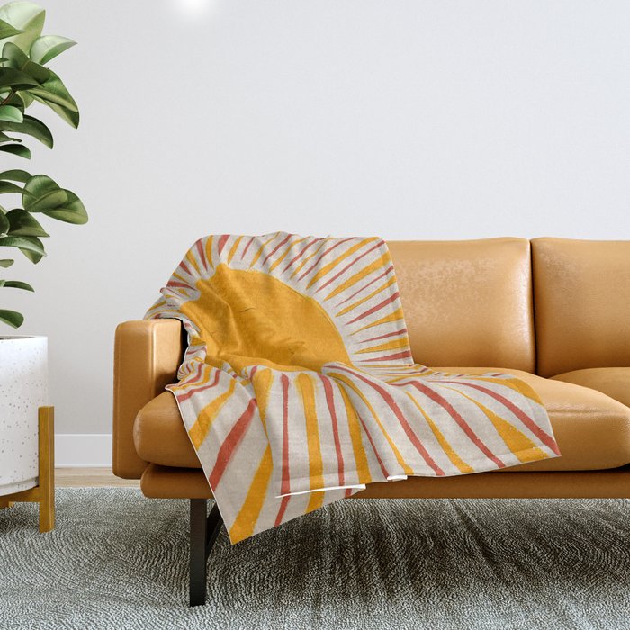 Retro Sunrise Throw Blanket Gallery Image 1