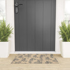 Botanical Cottage Floral Pattern in Beige and Navy Blue Welcome Mat Gallery Image 3