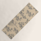 Botanical Cottage Floral Pattern in Beige and Navy Blue Yoga Mat Gallery Image 1