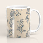 Botanical Cottage Floral Pattern in Beige and Navy Blue Coffee Mug Gallery Image 1