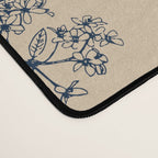 Botanical Cottage Floral Pattern in Beige and Navy Blue Desk Mat Gallery Image 4