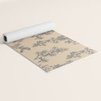 Botanical Cottage Floral Pattern in Beige and Navy Blue Yoga Mat Gallery Image 2
