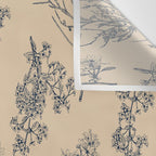 Botanical Cottage Floral Pattern in Beige and Navy Blue Wall Tapestry Gallery Image 3