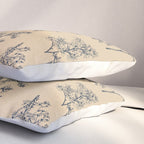 Botanical Cottage Floral Pattern in Beige and Navy Blue Pillow Sham Gallery Image 3