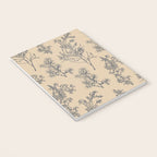 Botanical Cottage Floral Pattern in Beige and Navy Blue Notebook Gallery Image 3