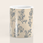 Botanical Cottage Floral Pattern in Beige and Navy Blue Coffee Mug Gallery Image 4