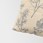 Botanical Cottage Floral Pattern in Beige and Navy Blue Pillow Sham Gallery Image 4