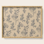 Botanical Cottage Floral Pattern in Beige and Navy Blue Serving Tray Gallery Image 1