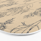 Botanical Cottage Floral Pattern in Beige and Navy Blue Bath Mat Gallery Image 3