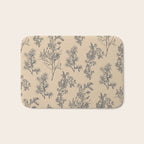 Botanical Cottage Floral Pattern in Beige and Navy Blue Bath Mat Gallery Image 1