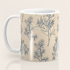 Botanical Cottage Floral Pattern in Beige and Navy Blue Coffee Mug Gallery Image 3