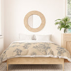 Botanical Cottage Floral Pattern in Beige and Navy Blue Duvet Cover Gallery Image 3