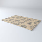 Botanical Cottage Floral Pattern in Beige and Navy Blue Rug Gallery Image 3
