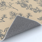 Botanical Cottage Floral Pattern in Beige and Navy Blue Rug Gallery Image 4