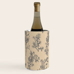 Botanical Cottage Floral Pattern in Beige and Navy Blue Wine Chiller Gallery Image 1