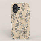 Botanical Cottage Floral Pattern in Beige and Navy Blue iPhone Case Gallery Image 1