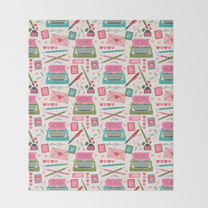 Vintage Mid-Century Stationery Throw Blanket Gallery Image 2