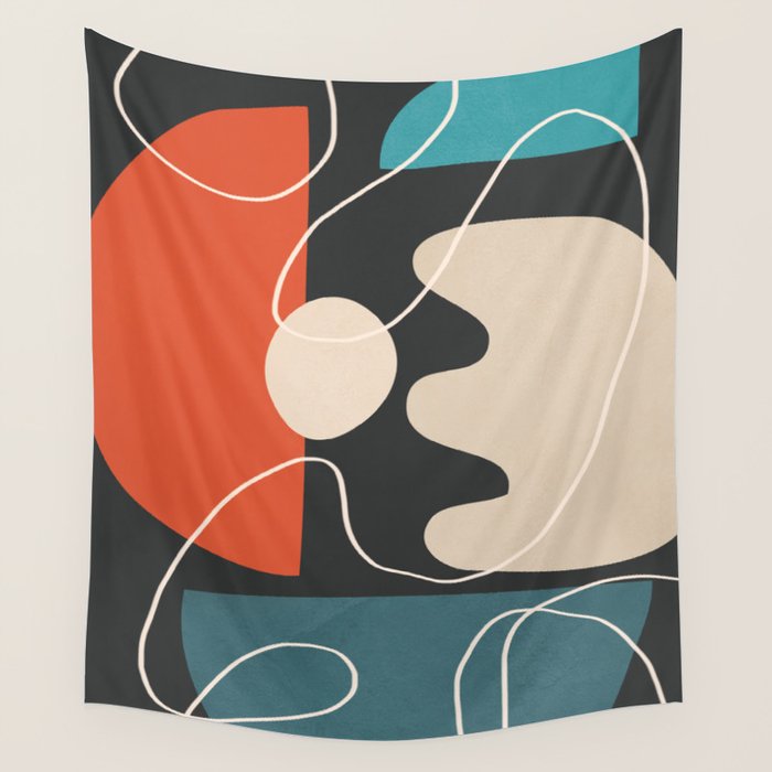 Minimal Colorful Abstract Shapes 8 Wall Tapestry Gallery Image 1
