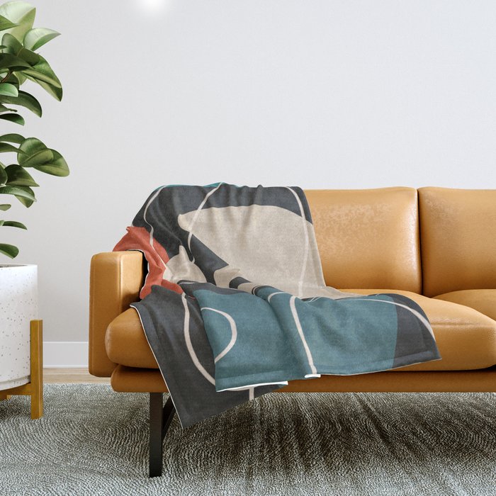 Minimal Colorful Abstract Shapes 8 Throw Blanket Gallery Image 1