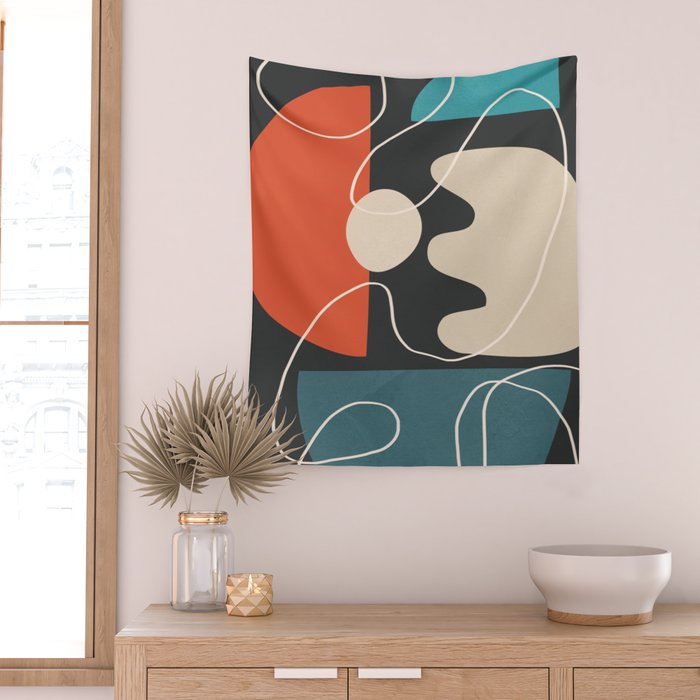 Minimal Colorful Abstract Shapes 8 Wall Tapestry Gallery Image 2
