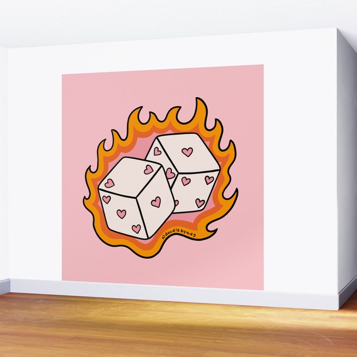 Flame Dice Wall Mural Gallery Image 2