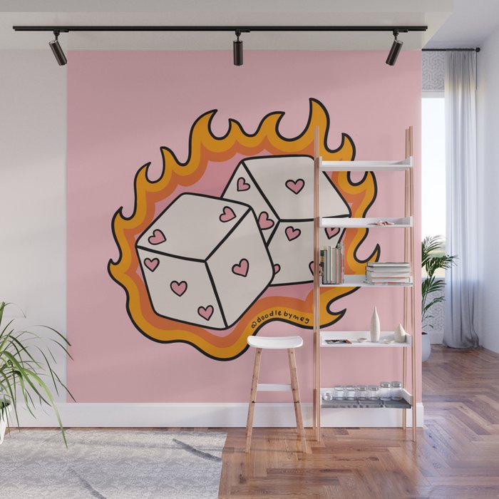 Flame Dice Wall Mural Gallery Image 1