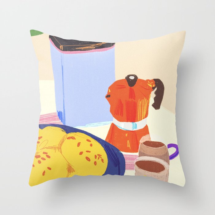 Coffee and buns Throw Pillow Gallery Image 1