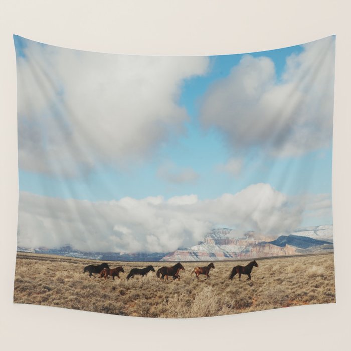Running Reservation Horses Wall Tapestry Gallery Image 4