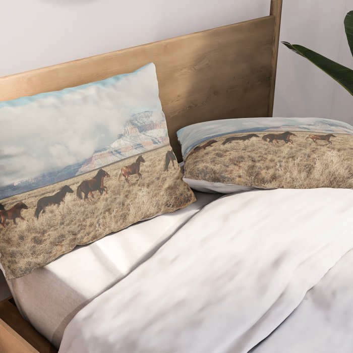 Running Reservation Horses Pillow Sham Gallery Image 2