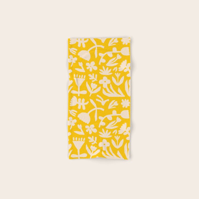 Yellow abstract flower art pattern Bath Towel Gallery Image 1