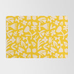 Yellow abstract flower art pattern Rug Gallery Image 2