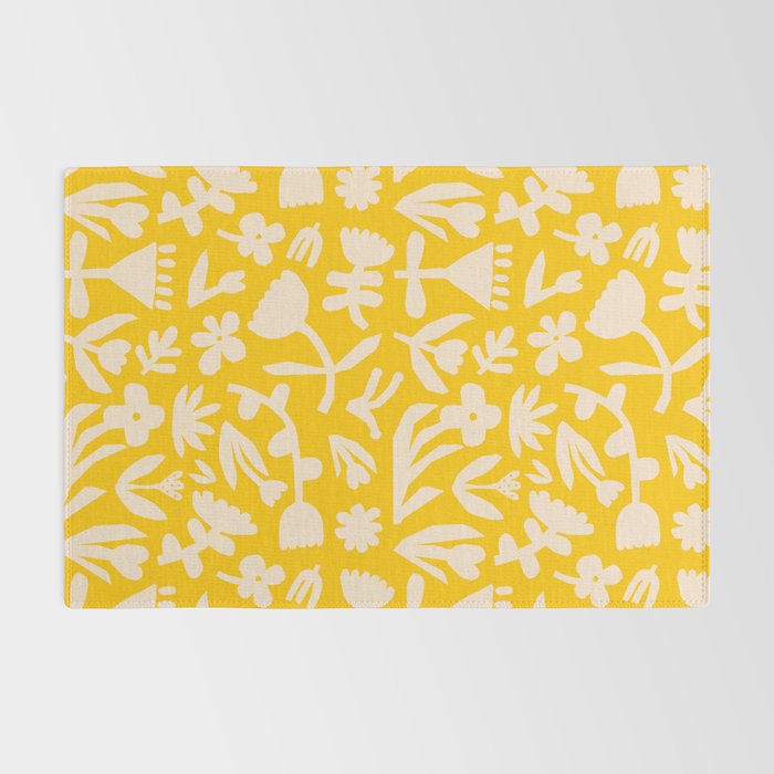 Yellow abstract flower art pattern Rug Gallery Image 2