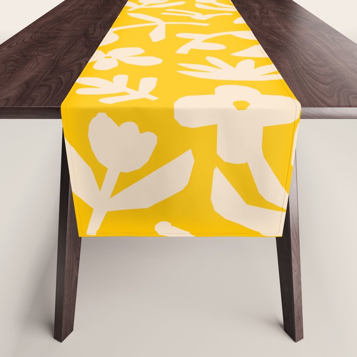 Yellow abstract flower art pattern Table Runner Gallery Image 1