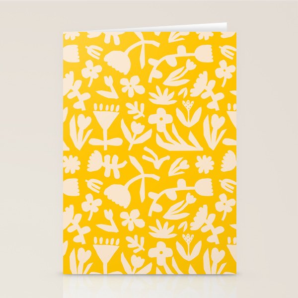 Yellow abstract flower art pattern Stationery Card Gallery Image 2