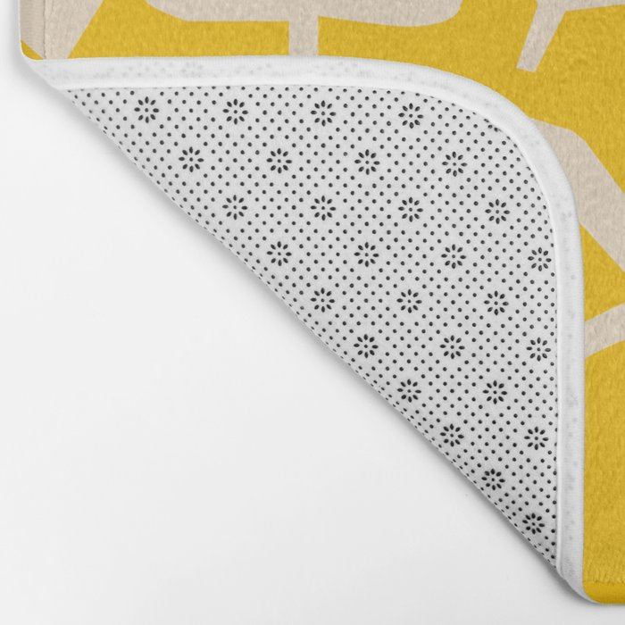 Yellow abstract flower art pattern Bath Mat Gallery Image 2