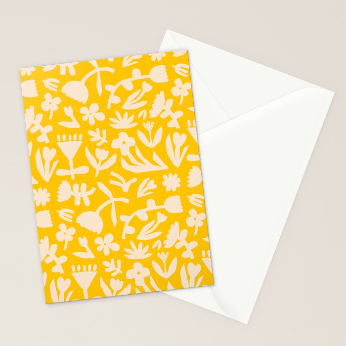 Yellow abstract flower art pattern Stationery Card Gallery Image 2