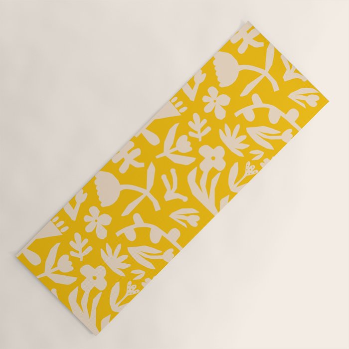 Yellow abstract flower art pattern Yoga Mat Gallery Image 1