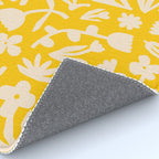 Yellow abstract flower art pattern Rug Gallery Image 4
