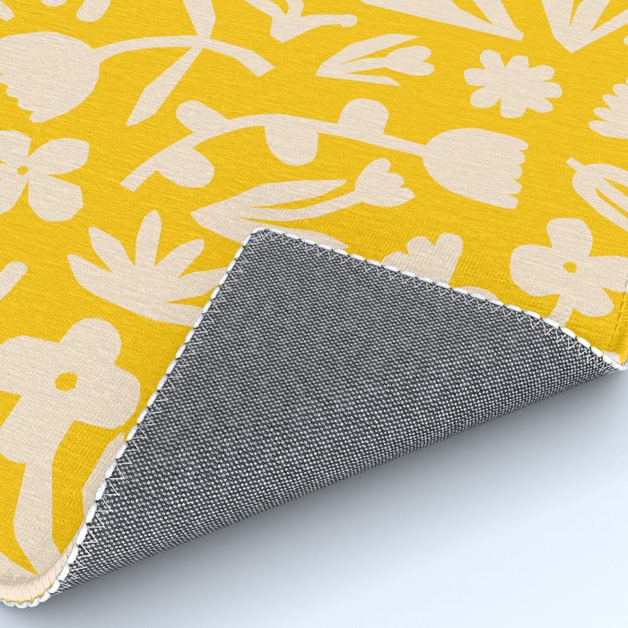 Yellow abstract flower art pattern Rug Gallery Image 4