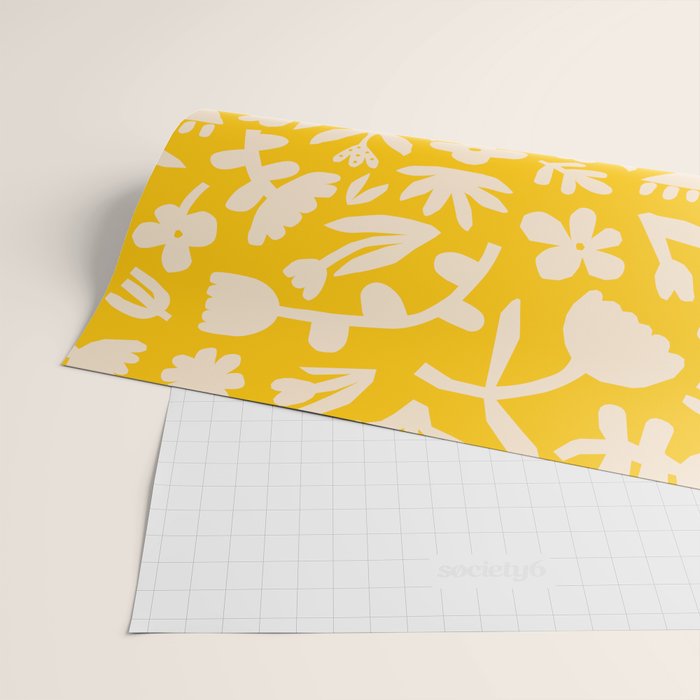 Yellow abstract flower art pattern Wrapping Paper Gallery Image 2